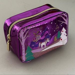 NWT Unicorn Bath and Body Works Purple Shiny Cosmetic Bag Winter Wonderland
